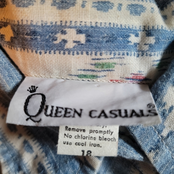 Vintage Queen Casuals Pastel Southewest Print Long Sleeve Button Down Size 18 - Picture 8 of 8